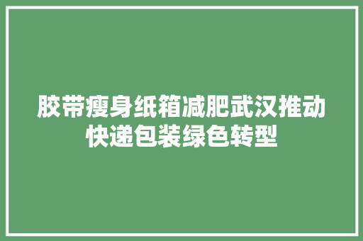 胶带瘦身纸箱减肥武汉推动快递包装绿色转型