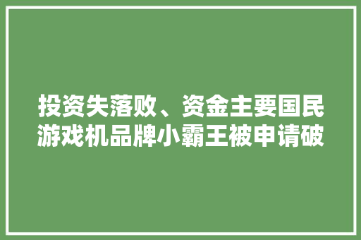 投资失落败、资金主要国民游戏机品牌小霸王被申请破产成“老赖”