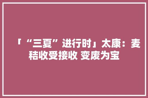 「“三夏”进行时」太康：麦秸收受接收 变废为宝