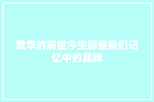 爱华的前世今生那些我们记忆中的品牌