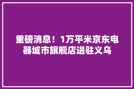 重磅消息！1万平米京东电器城市旗舰店进驻义乌 重磅消息！1万平米京东电器城市旗舰店进驻义乌 人工智能