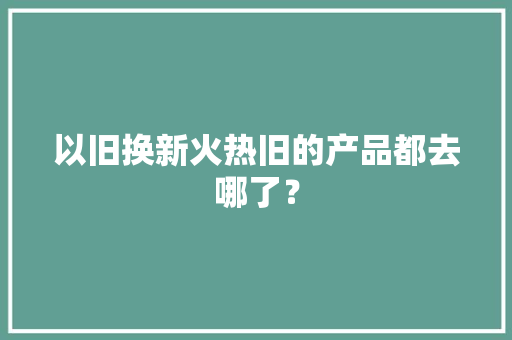以旧换新火热旧的产品都去哪了？ 以旧换新火热旧的产品都去哪了？ 人工智能