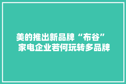 美的推出新品牌“布谷”  家电企业若何玩转多品牌计策？
