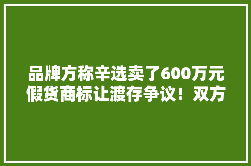 品牌方称辛选卖了600万元假货商标让渡存争议！双方回应