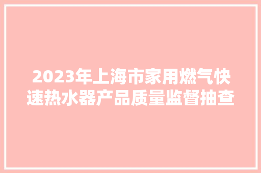 2023年上海市家用燃气快速热水器产品质量监督抽查结果