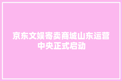 京东文娱寄卖商城山东运营中央正式启动