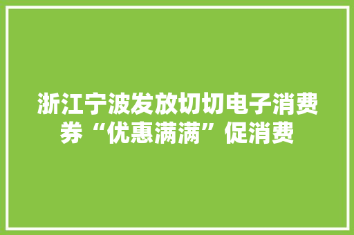 浙江宁波发放切切电子消费券“优惠满满”促消费