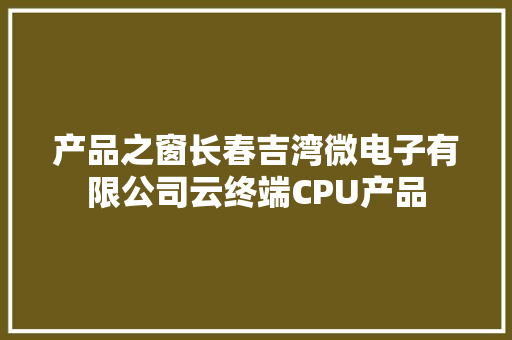 产品之窗长春吉湾微电子有限公司云终端CPU产品 产品之窗长春吉湾微电子有限公司云终端CPU产品 人工智能