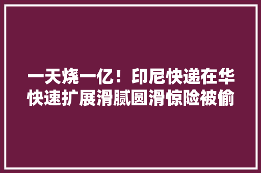 一天烧一亿！印尼快递在华快速扩展滑腻圆滑惊险被偷家 一天烧一亿！印尼快递在华快速扩展滑腻圆滑惊险被偷家 互联通信