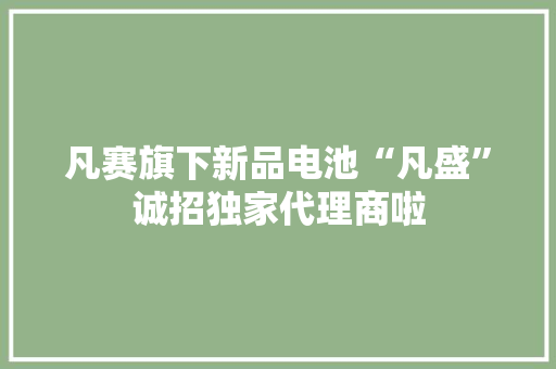 凡赛旗下新品电池“凡盛”诚招独家代理商啦 凡赛旗下新品电池“凡盛”诚招独家代理商啦 智能家居