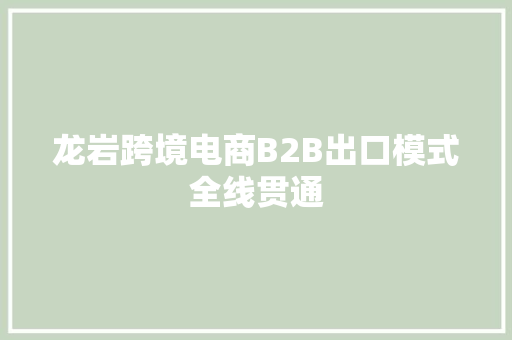 龙岩跨境电商B2B出口模式全线贯通