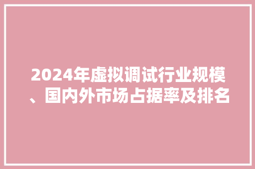 2024年虚拟调试行业规模、国内外市场占据率及排名 2024年虚拟调试行业规模、国内外市场占据率及排名 智能科技