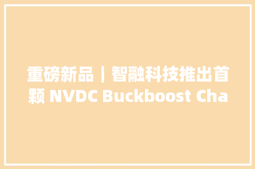 重磅新品｜智融科技推出首颗 NVDC Buckboost Charger SW7203 重磅新品｜智融科技推出首颗 NVDC Buckboost Charger SW7203 人工智能