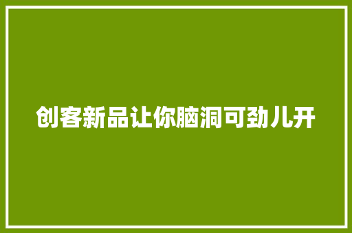 创客新品让你脑洞可劲儿开