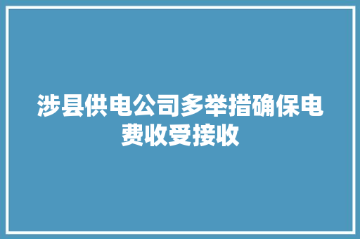 涉县供电公司多举措确保电费收受接收