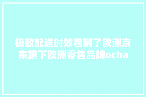 极致配送时效卷到了欧洲京东旗下欧洲零售品牌ochama上线小时达做事 极致配送时效卷到了欧洲京东旗下欧洲零售品牌ochama上线小时达做事 人工智能