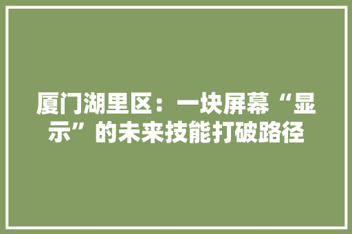 厦门湖里区：一块屏幕“显示”的未来技能打破路径 厦门湖里区：一块屏幕“显示”的未来技能打破路径 人工智能
