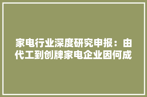 家电行业深度研究申报：由代工到创牌家电企业因何成功？