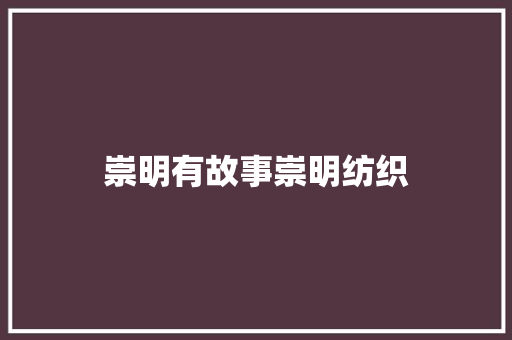崇明有故事崇明纺织 崇明有故事崇明纺织 人工智能
