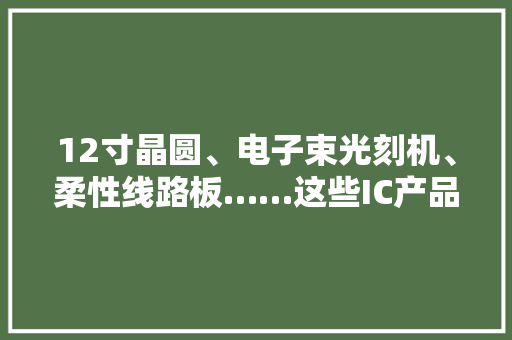 12寸晶圆、电子束光刻机、柔性线路板……这些IC产品徐州都有
