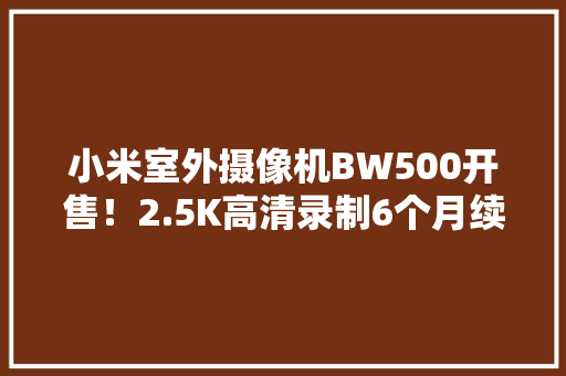 小米室外摄像机BW500开售！2.5K高清录制6个月续航