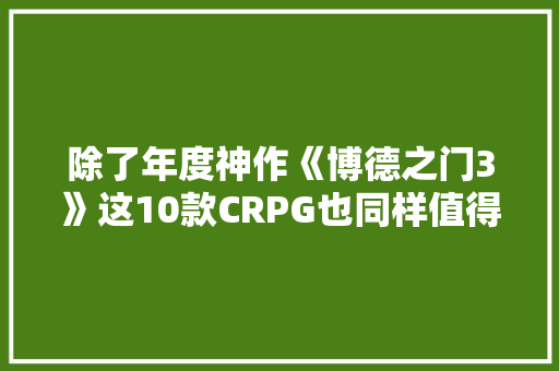 除了年度神作《博德之门3》这10款CRPG也同样值得收藏