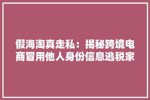 假海淘真走私：揭秘跨境电商冒用他人身份信息逃税家当链 假海淘真走私：揭秘跨境电商冒用他人身份信息逃税家当链 人工智能