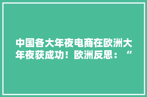 中国各大年夜电商在欧洲大年夜获成功！欧洲反思：“我们的失落败”