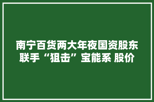 南宁百货两大年夜国资股东联手“狙击”宝能系 股价连续涨停引上交所问询 南宁百货两大年夜国资股东联手“狙击”宝能系 股价连续涨停引上交所问询 智能家居