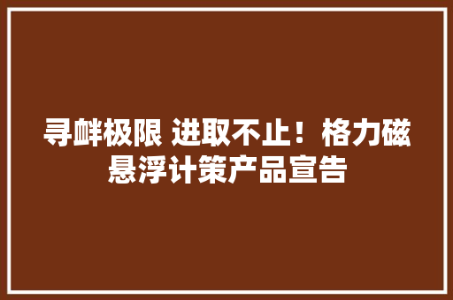 寻衅极限 进取不止！格力磁悬浮计策产品宣告