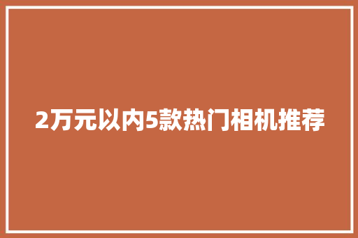 2万元以内5款热门相机推荐
