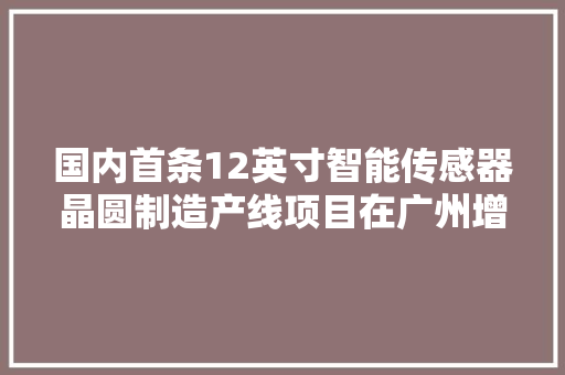 国内首条12英寸智能传感器晶圆制造产线项目在广州增城投产