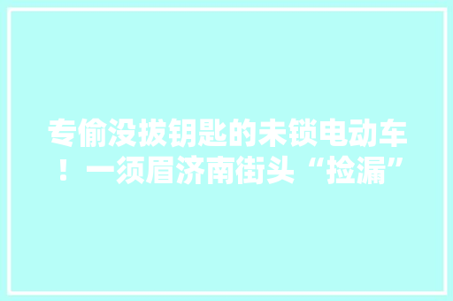 专偷没拔钥匙的未锁电动车！一须眉济南街头“捡漏”二十多次