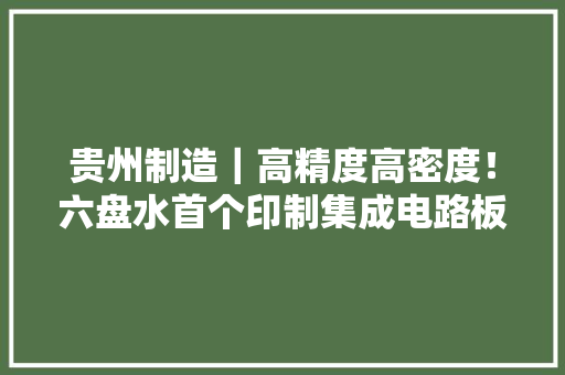 贵州制造｜高精度高密度！六盘水首个印制集成电路板项目试产