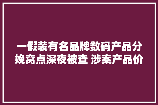 一假装有名品牌数码产品分娩窝点深夜被查 涉案产品价值近百万元 一假装有名品牌数码产品分娩窝点深夜被查 涉案产品价值近百万元 智能家居