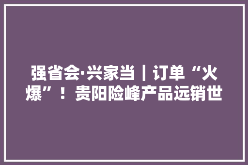 强省会·兴家当｜订单“火爆”！贵阳险峰产品远销世界各地