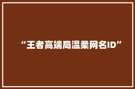 “王者高端局温柔网名ID”