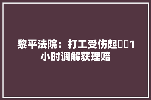 黎平法院：打工受伤起轇轕1小时调解获理赔 黎平法院：打工受伤起轇轕1小时调解获理赔 互联通信