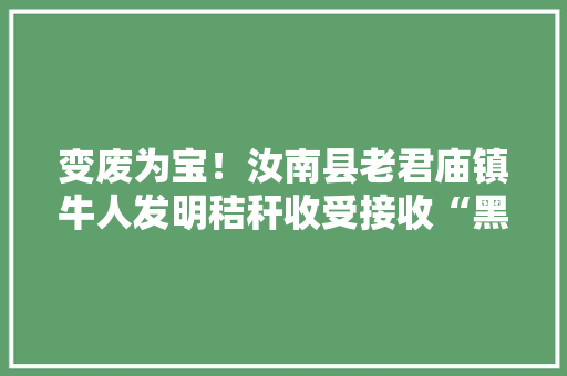 变废为宝！汝南县老君庙镇牛人发明秸秆收受接收“黑科技” 变废为宝！汝南县老君庙镇牛人发明秸秆收受接收“黑科技” 智能家居