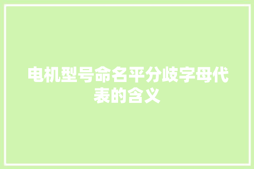 电机型号命名平分歧字母代表的含义 电机型号命名平分歧字母代表的含义 人工智能