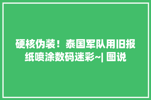 硬核伪装！泰国军队用旧报纸喷涂数码迷彩~| 图说