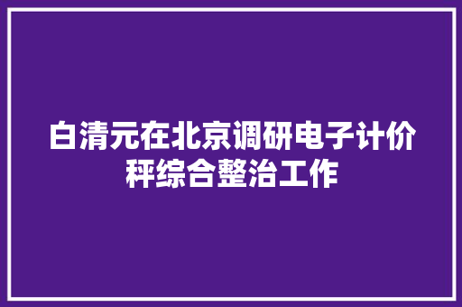 白清元在北京调研电子计价秤综合整治工作 白清元在北京调研电子计价秤综合整治工作 人工智能