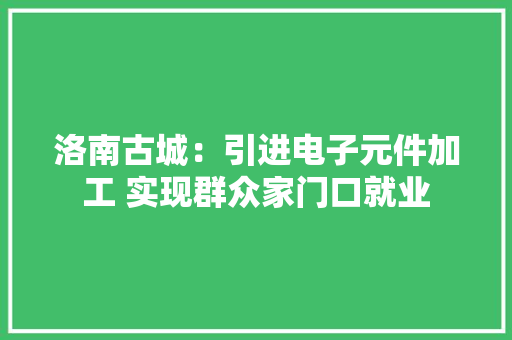 洛南古城：引进电子元件加工 实现群众家门口就业