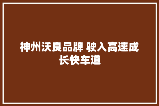 神州沃良品牌 驶入高速成长快车道
