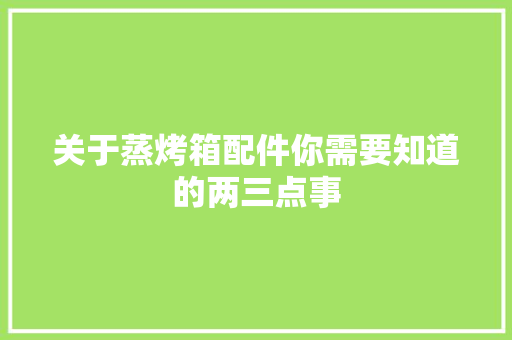 关于蒸烤箱配件你需要知道的两三点事