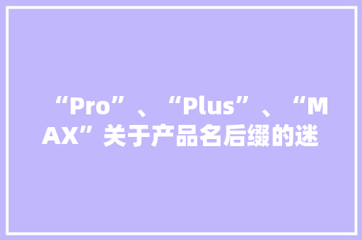“Pro”、“Plus”、“MAX”关于产品名后缀的迷思