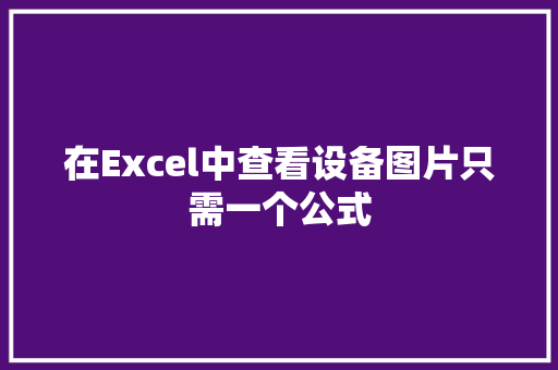 在Excel中查看设备图片只需一个公式