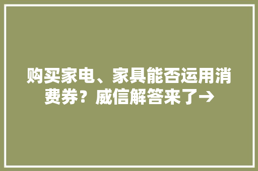 购买家电、家具能否运用消费券？威信解答来了→