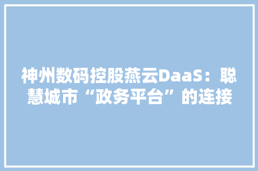 神州数码控股燕云DaaS：聪慧城市“政务平台”的连接器