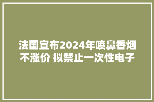 法国宣布2024年喷鼻香烟不涨价 拟禁止一次性电子烟